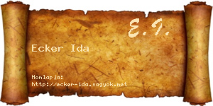 Ecker Ida névjegykártya